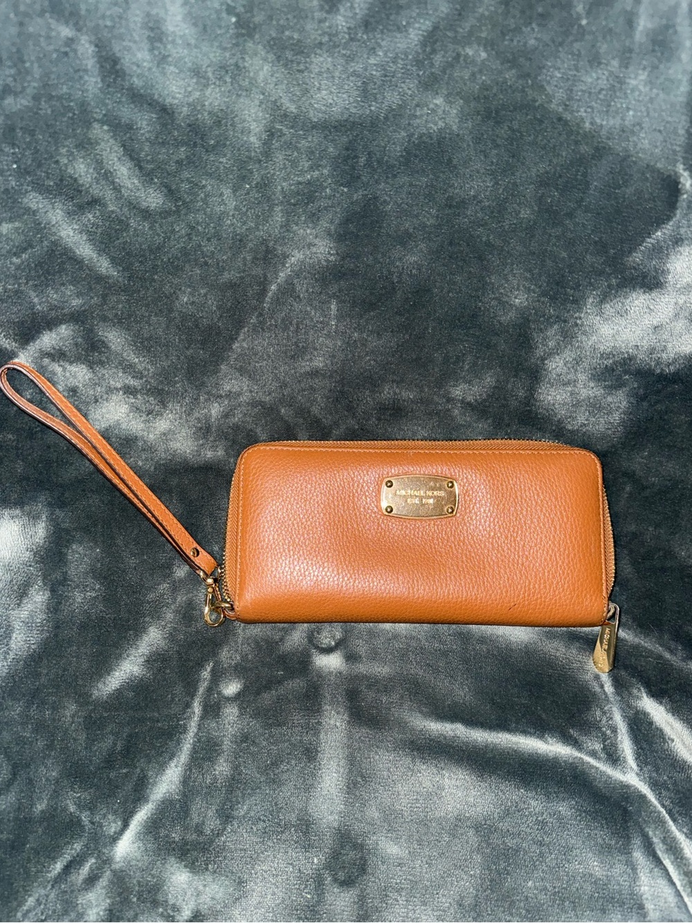 Michael Kors Cognac Pebbled Leather Wristlet